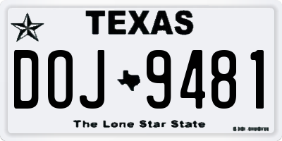 TX license plate DOJ9481