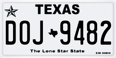 TX license plate DOJ9482