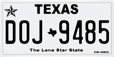 TX license plate DOJ9485