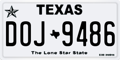 TX license plate DOJ9486