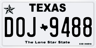 TX license plate DOJ9488