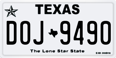 TX license plate DOJ9490