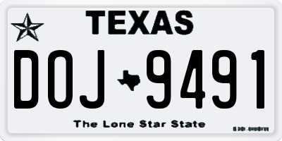 TX license plate DOJ9491