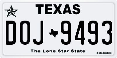 TX license plate DOJ9493