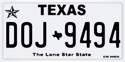 TX license plate DOJ9494