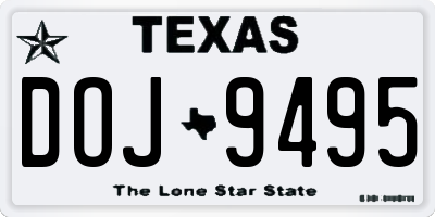 TX license plate DOJ9495