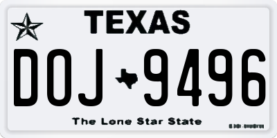 TX license plate DOJ9496