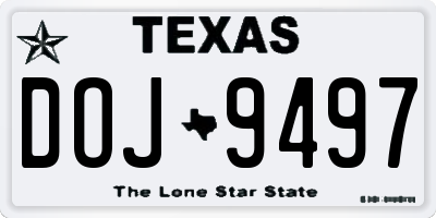 TX license plate DOJ9497