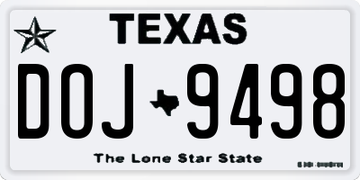 TX license plate DOJ9498