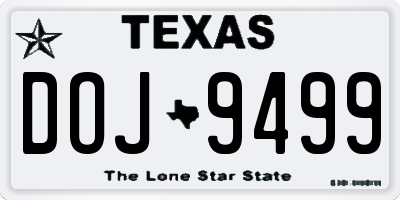 TX license plate DOJ9499
