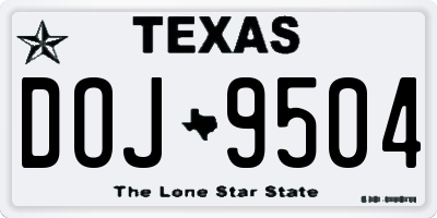 TX license plate DOJ9504