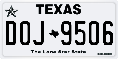 TX license plate DOJ9506