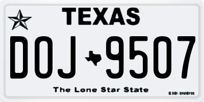 TX license plate DOJ9507