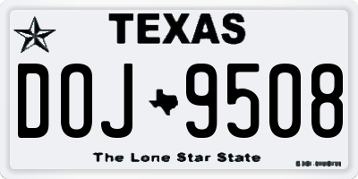 TX license plate DOJ9508