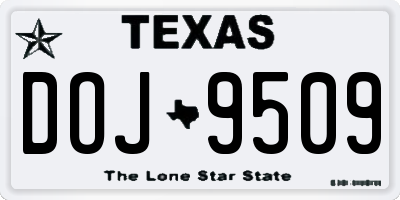 TX license plate DOJ9509