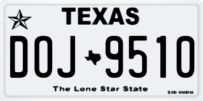 TX license plate DOJ9510