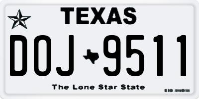TX license plate DOJ9511