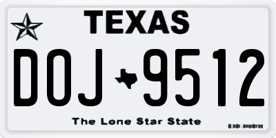 TX license plate DOJ9512