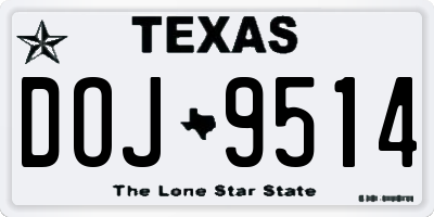 TX license plate DOJ9514