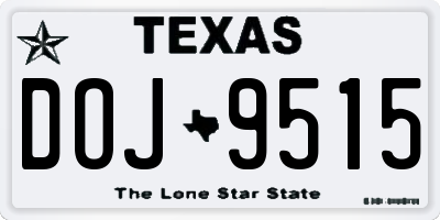 TX license plate DOJ9515