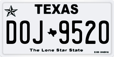 TX license plate DOJ9520