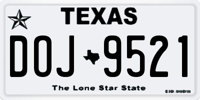 TX license plate DOJ9521