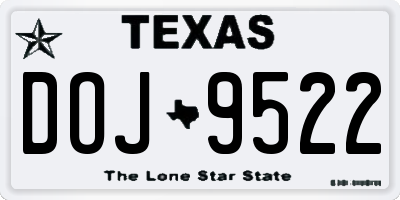 TX license plate DOJ9522