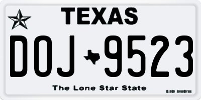 TX license plate DOJ9523