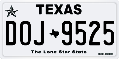 TX license plate DOJ9525