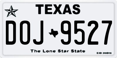 TX license plate DOJ9527