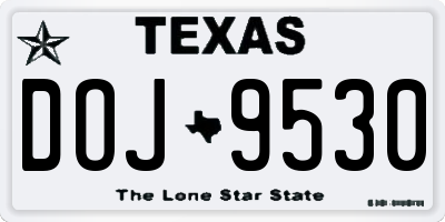 TX license plate DOJ9530