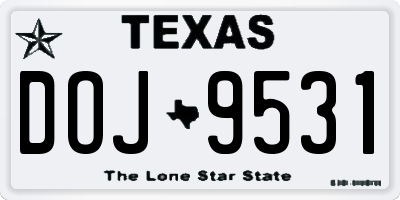 TX license plate DOJ9531