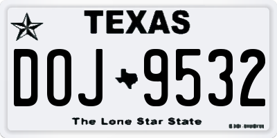 TX license plate DOJ9532