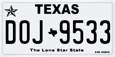 TX license plate DOJ9533