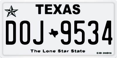TX license plate DOJ9534