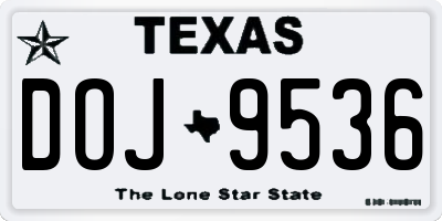 TX license plate DOJ9536