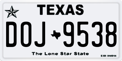TX license plate DOJ9538