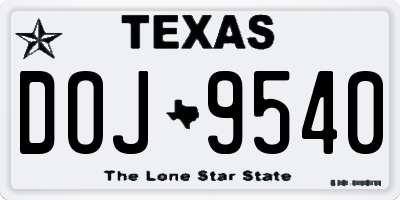 TX license plate DOJ9540