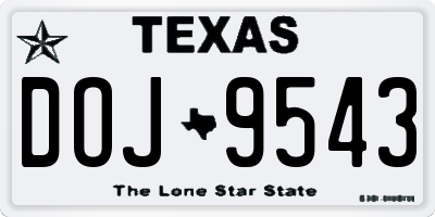 TX license plate DOJ9543