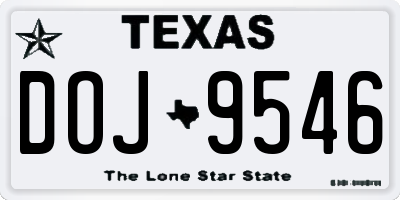 TX license plate DOJ9546