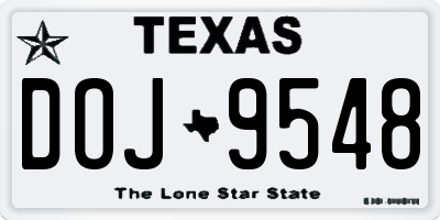 TX license plate DOJ9548