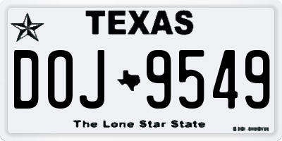 TX license plate DOJ9549