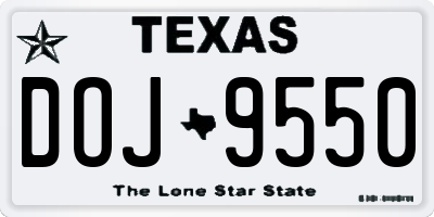 TX license plate DOJ9550