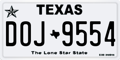 TX license plate DOJ9554