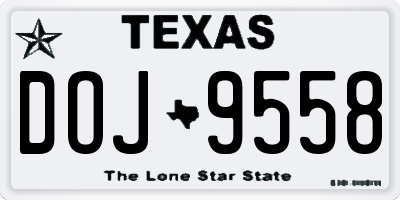 TX license plate DOJ9558