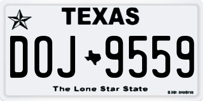 TX license plate DOJ9559