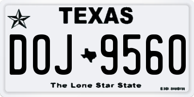 TX license plate DOJ9560
