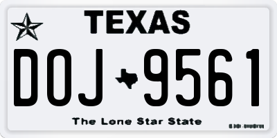 TX license plate DOJ9561