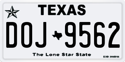 TX license plate DOJ9562