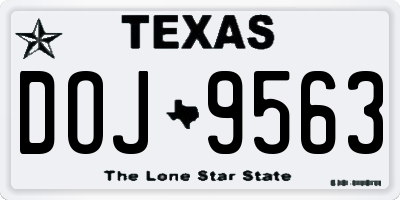 TX license plate DOJ9563